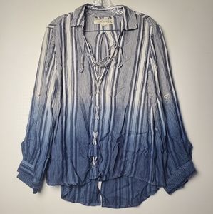Vintage Havana Ombre Blue Stripe Blouse